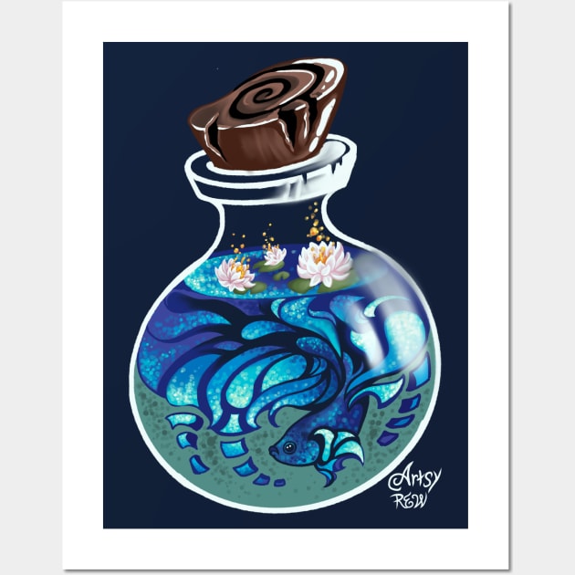 Indigo Beta Fish Potion Emblem Wall Art by Artsy Rew